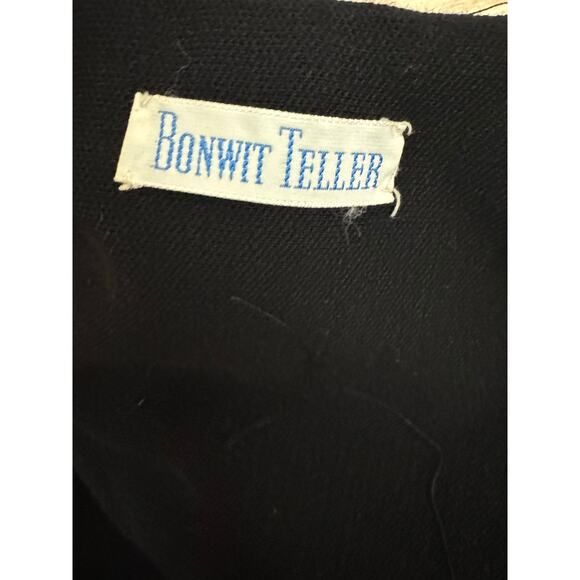 Vintage 60s/70s Bonwit Teller Black Sheath Dress Zip Back, Tie Front, ILGWU Tag - Picture 8 of 10